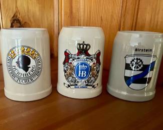 German Stoneware Beer Steins (3)
