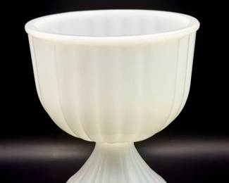 vintage mid-century modern milk glass pedestal compote