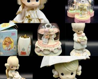 Precious Moment Lot Mother SEW dear April May (2) Let love, rain, snow globe ( empty.) God bless our years together snow globe Wedding musical snow globe Tree topper Our friendship grow sweeter each day porcelain fan pull with box
