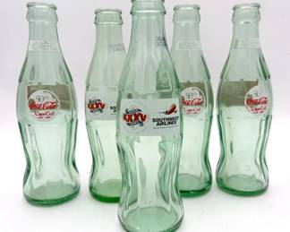 2 Commemorative Coca Cola Bottles for the XXXV Super Bowl and 3 Cape Cod Anniversary Bottles