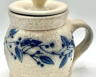 1993 Salmon Falls Stoneware — Handpainted Blueberry Vine Pottery