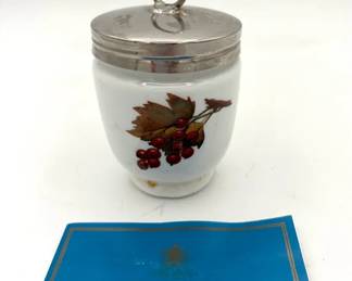 Royal Worcester Fine Porcelain Egg Coddler in Worcester Flowers