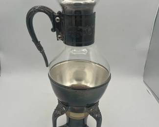 Pilgrim Silverplated Glass Coffee Carafe and Warming Stand