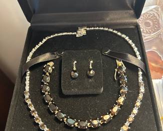 925 sterling silver and smokey quartz jewelry set