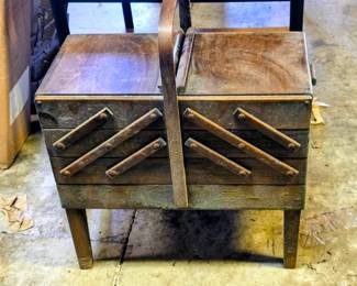 Wooden Accordian Sewing Box