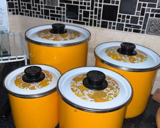 Vintage Enamel Ware Canister