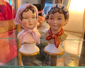 Vintage Porcelain Boy & Girl Busts