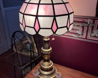 Tiffany Style Pink and White Lamp