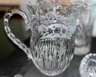 Etched Lead Crystal Pitcher Small Size