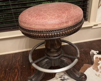 ANTIQUE LEATHER STOOL
