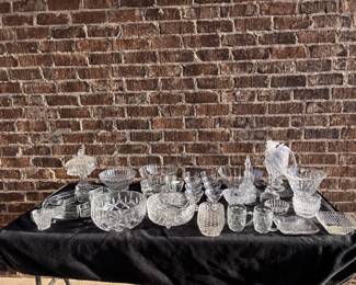 VINTAGE CRYSTAL FOSTORIA STEMWARE SERVING WARE BOWLS VASES PLATTERS, GLASSWARE