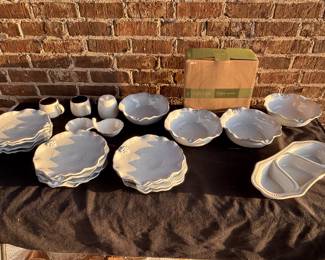 NEW WHITE FRENCH DISH SET WITH SERVING PIECES