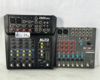 Lot of (2) Compact Mixers: Alto Professional ZMX862 Compact Mixer, Midiman MIXIM 10-channel Desktop Multimedia Line Stereo Mixer