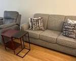 Full living room set couch and electronic recliner with controls and usb ports on the side of it $400