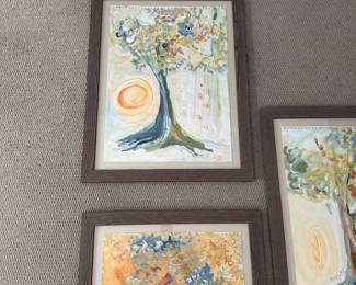 M14 - $100. Set of 3 Framed Paintings.