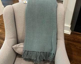 M25 - $30. Crate & Barrel Casual Textured Fringe Throw. Measures 70" x 40".