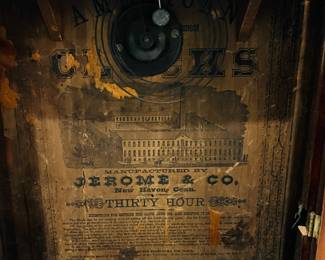 M32 - $40. Jerome & Co. New Haven Conn. Thirty Hour Clock. Missing pendulum - untested.