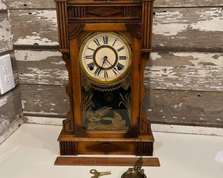 M20 - $75. Antique Gilbert Calpe Mantle Clock. Measures 12" x 19.75" tall. Untested.
