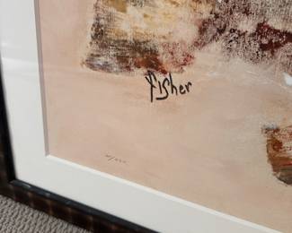 M13 - $40. Fred Fisher "Grouper" Gyotaku. Signed and numbered print. Measures 41" x 23.5" framed.