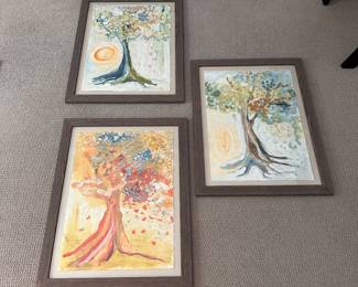 M14 - $100. Set of 3 Framed Paintings.