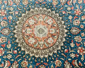 M34 - $75. Peacock Carpet Centre Hand Knotted Persian Rug / Carpet. Measures 35" x 23.25".