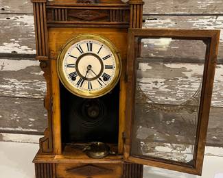 M20 - $75. Antique Gilbert Calpe Mantle Clock. Measures 12" x 19.75" tall. Untested.