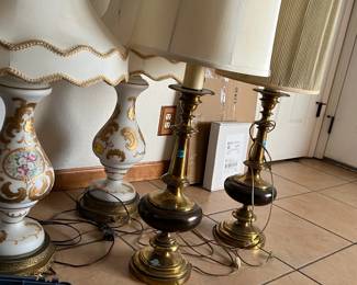 Hollywood regency style and brass lamps