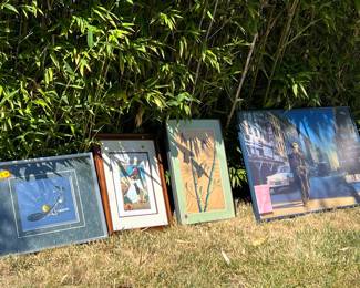 Selection of framed pictures and posters from Victorian times to present