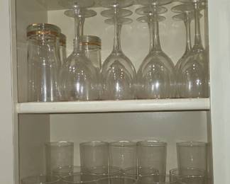 Gold trim glasses and stemware