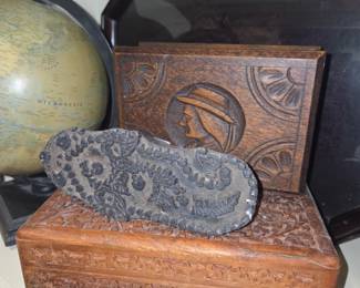 Carved wooden boxes