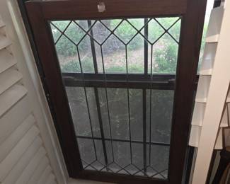 antique leaded glass window pane