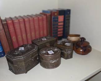 vintage Indian brass trinket boxes
