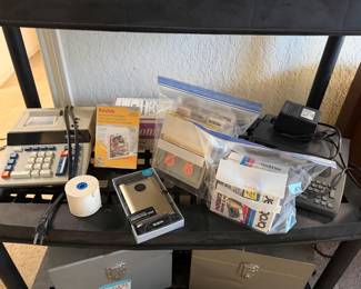 Brother P-Touch machine, electric calculator