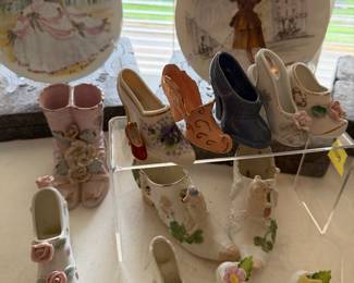 Closeup of ceramic and porcelain shoes