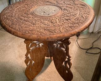 Vintage Anglo-Indian Carved Folding table
