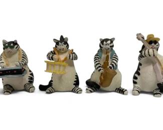 Albert E. Price Cat Figurines Guitar, Keyboard, Saxophone, Drums