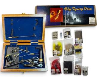 Fly Fishing Tying Vises w Complete Tool Kit Supplies