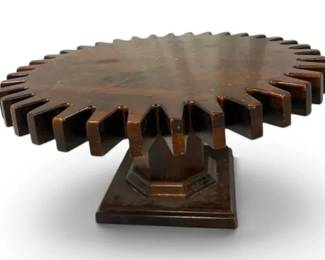 Ethan Allen Old Tavern Wooden Cog Wheel Coffee Table