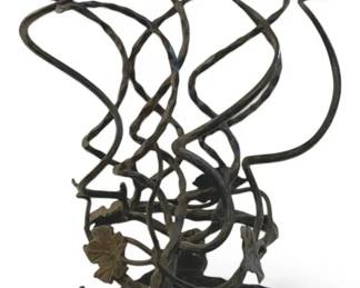 Wrought Iron Rotating Wine Rack Sculpture