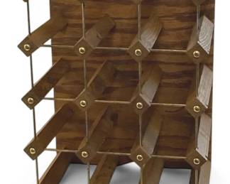 Wood Brass Wine Rack