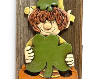 Vintage Ceramic Leprechaun Wall Hanging