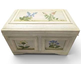 Floral Wooden Storage Trunk