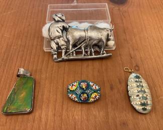 sterling silver, taxco, antique mosaic jewelry