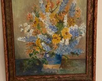 vintage still life flower painting