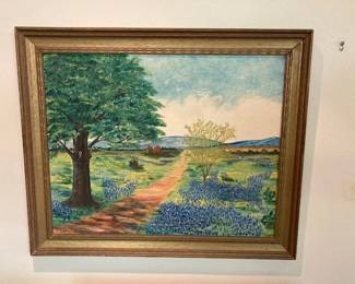 Vintage Bluebonnet Painting