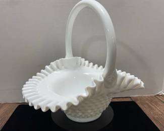 Fenton milk glass basket