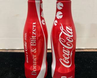 2 Coca Cola aluminum 85oz bottles