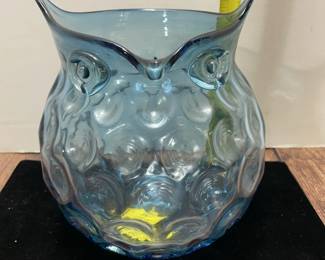 Murano Blue Glass Owl Shaped Bowl