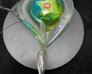 Decorative green glass heart