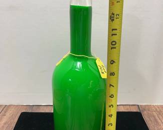 West Elm Pollen Green Hand Blown Glass Tall Champagne Bottle